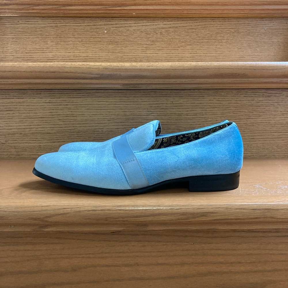 After Midnight Men's Light Blue Business Style Red Bottom Slip-On Loafers